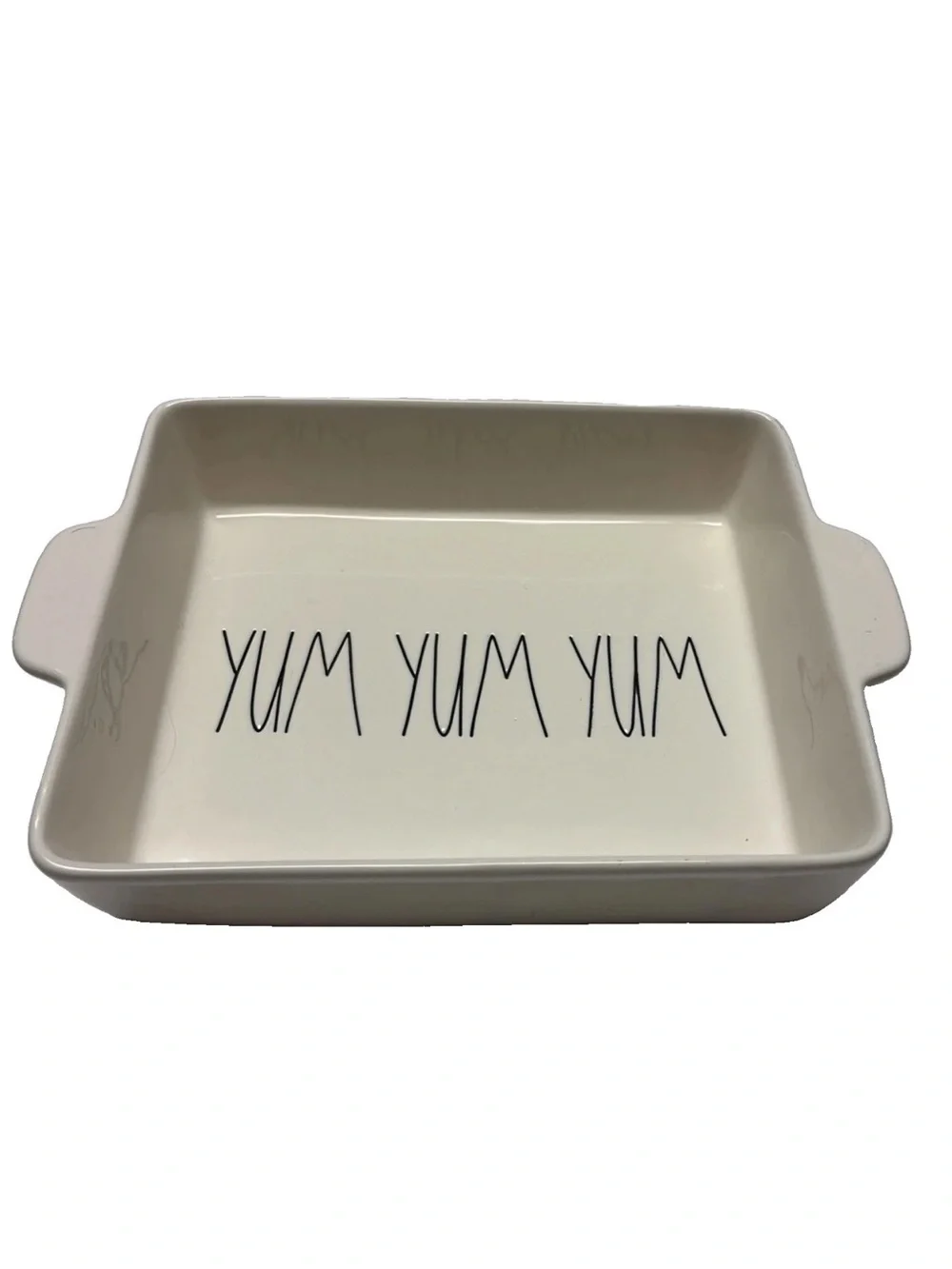 RAE DUNN by Magenta “YUM YUM YUM” 8.5” x 10” rectangular baking dish NEW?